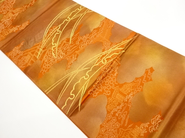 JAPANESE KIMONO / FUKURO OBI / WOVEN SNOW & GRASS 
